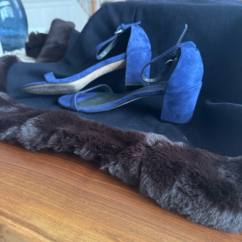 Stuart Weitzman Blue Suede Women's Ankle Strap Heels -Size 9.5 - Picture 6 of 9